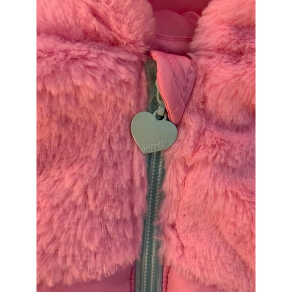 Wippette Kids Baby 6-9 Months Pink Faux Fur Puffer Bunting Snowsuit One Piece - Picture 5 of 11